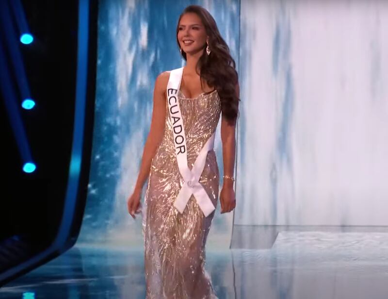 Traje de gala de Miss Ecuador, Delary Stoffers, en la preliminar del Miss Universo 2023