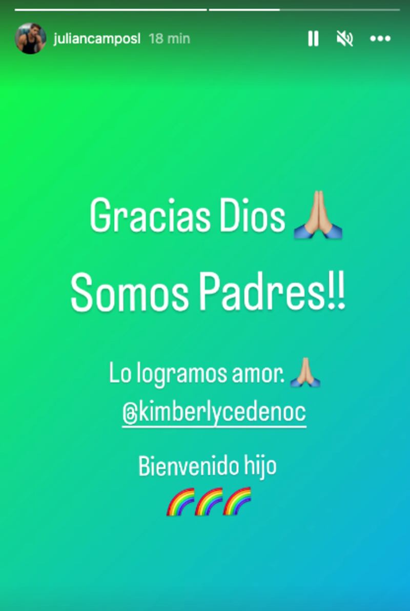 Kimberly Cedeño y Julián Campos se convirtieron en padres