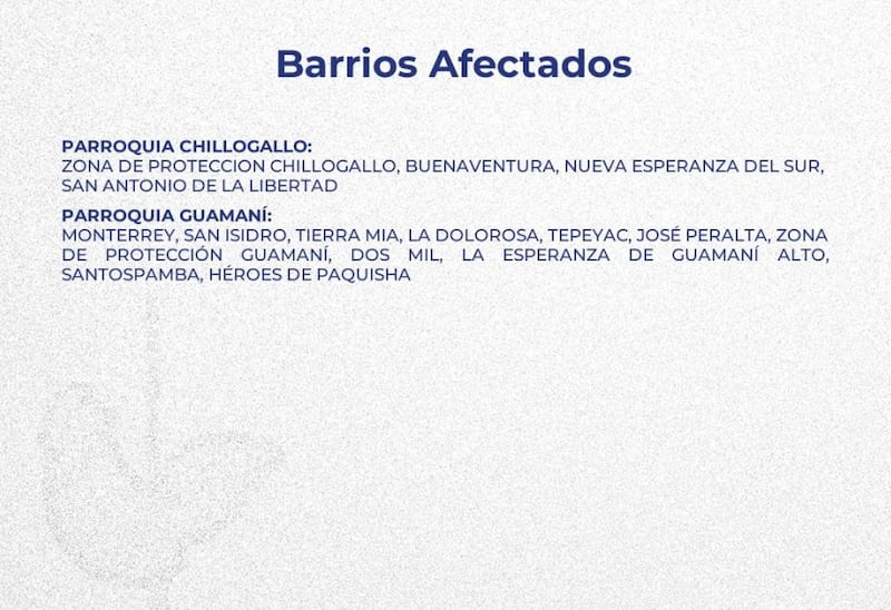 Quito: los barrios que se verán afectados con el suministro de agua este 24 de septiembre.