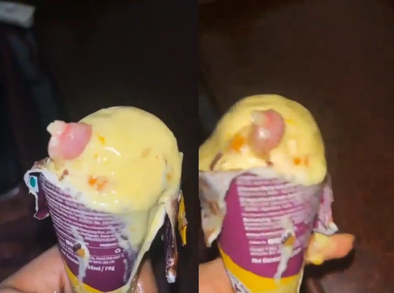 Hombre encontró un dedo mientras comía un helado