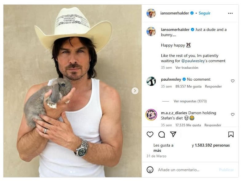 Ian Somerhalder lleva varios años retirado de la actuación