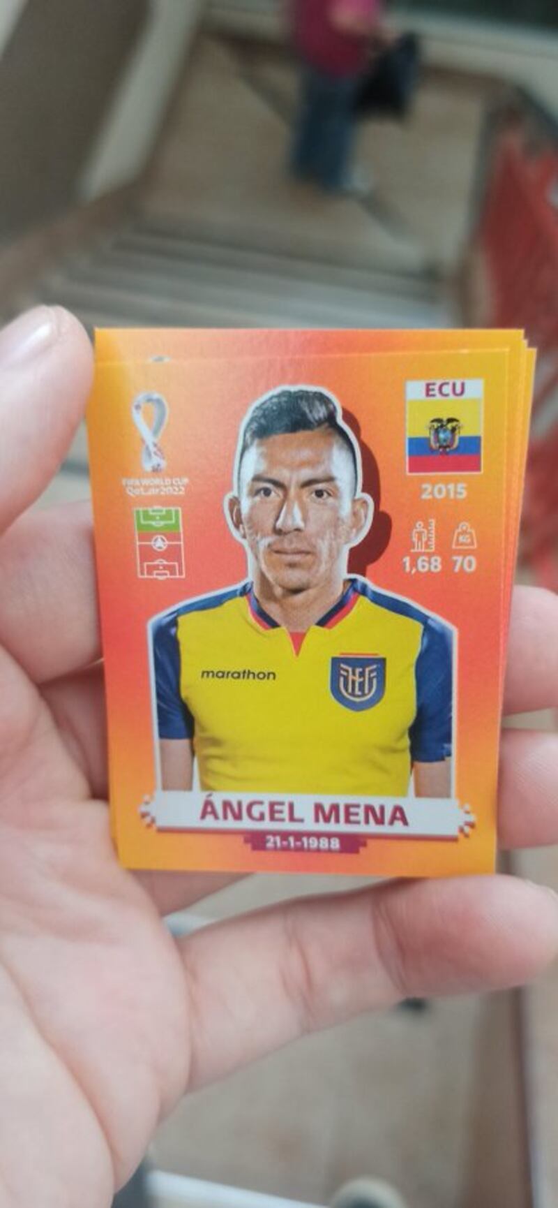 Cromo mundialista de Ángel Mena.