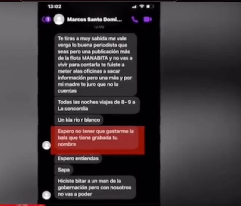 Mensajes de amenaza a periodista ecuatoriana