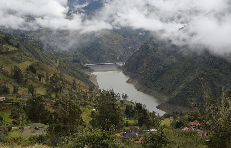 Cuenca,Ecuador 7 de mayo de 2024 El presidente de la republica Daniel Noboa Azin visito a la Central Hidroeléctrica Mazar para costatar que "Se ha recuperado alrededor de 18 metros, que representa el 35% del volumen útil del embalse.