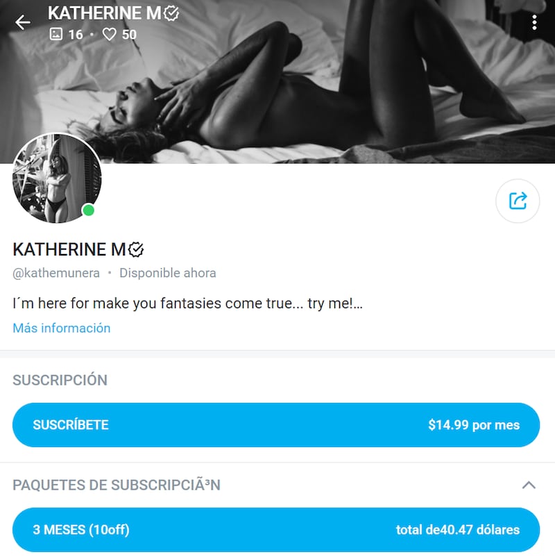 Cuenta Onlyfans de Katherine Munera