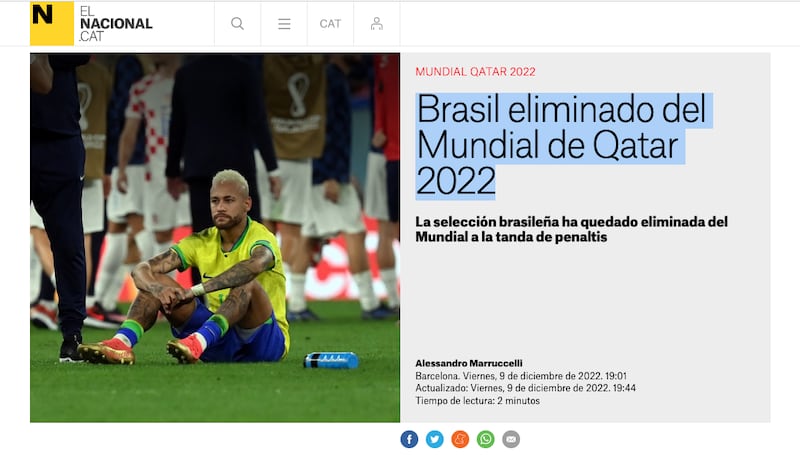 Brasil se retira del Mundial tras fallar 2 penales ante Croacia