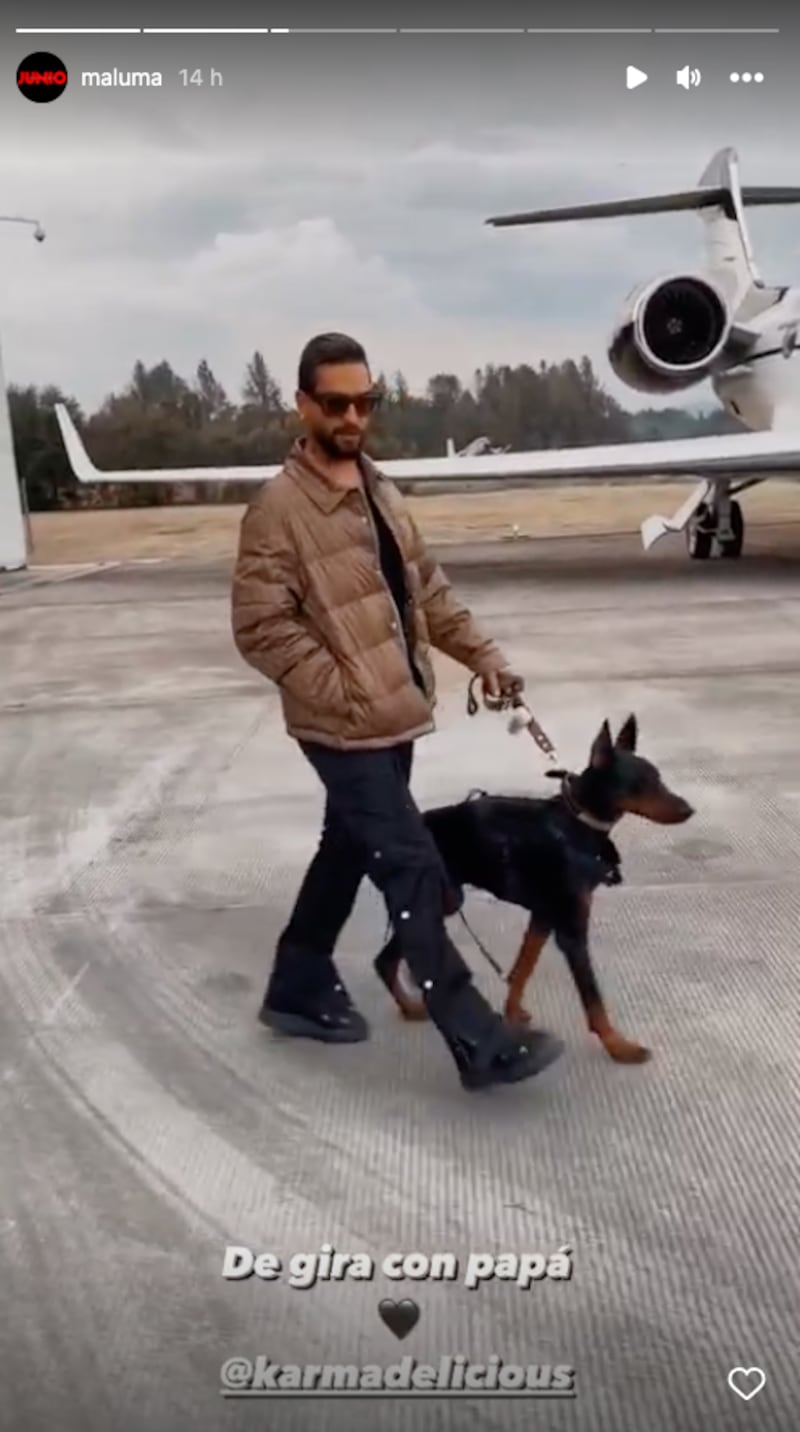 Maluma en Ecuador con su mascota.