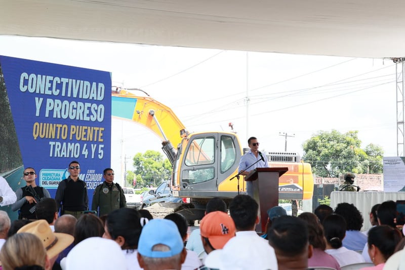 Presidente Daniel Noboa en el anuncio del inicio de la construcción del Quinto Puente de Guayaquil