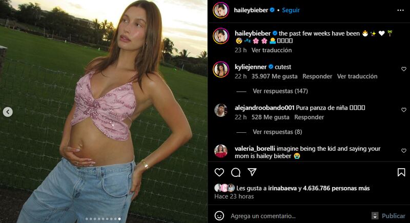 Hailey Bieber presumió su baby bump por primera vez