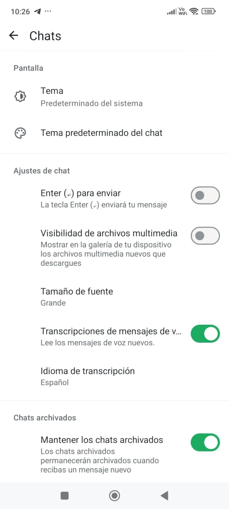 Pasos para activar la opción de transcribir audios en WhatsApp