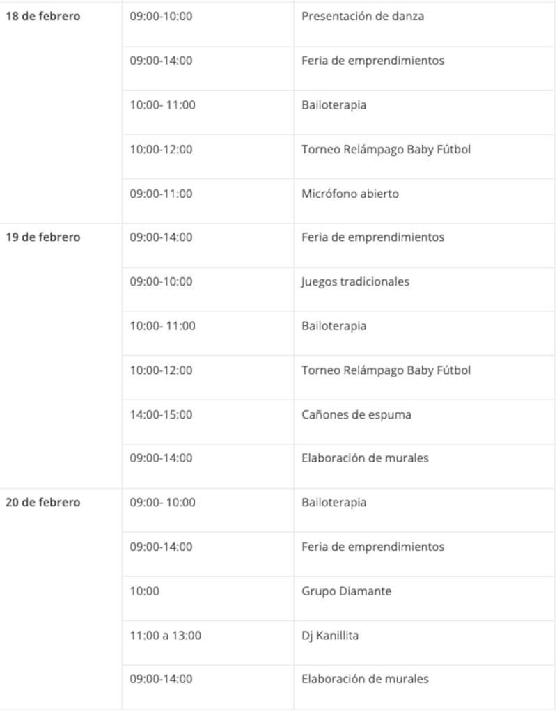 Agenda de eventos Cunuyacu