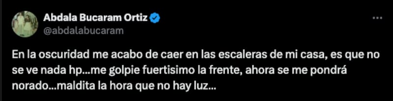 El accidente que sufrió Abdalá Bucaram en su casa por los cortes de luz.