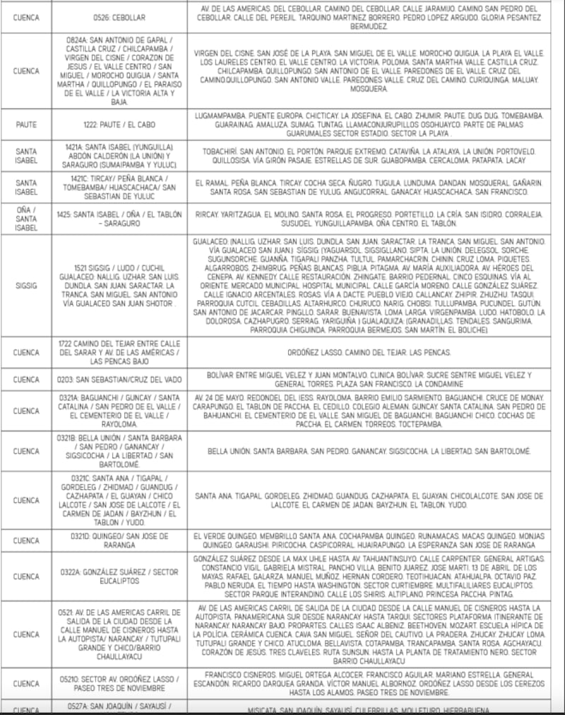 Cuenca: horarios de cortes de luz para este lunes 23 de septiembre.