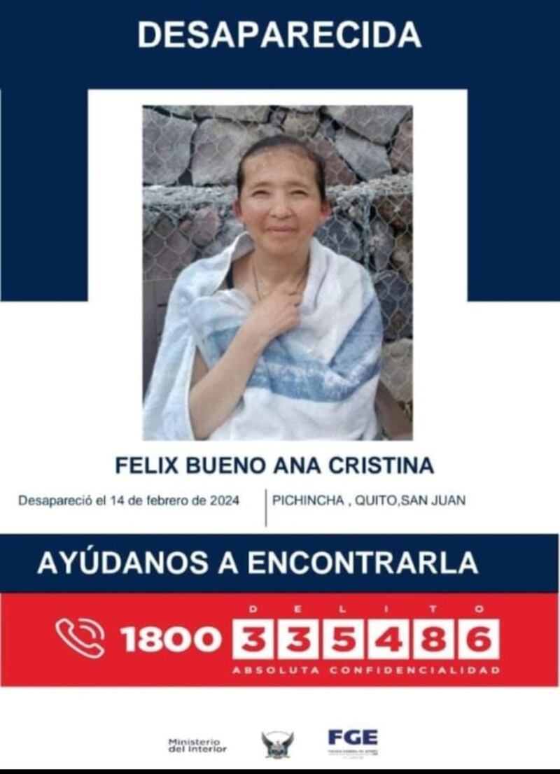 Quito: reportar la desaparición de ciudadana en el centro de la capital.
