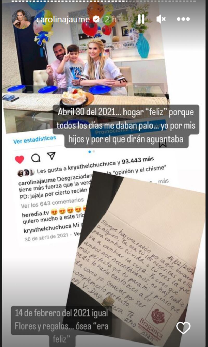 Capturas de historias de Carolina Jaume