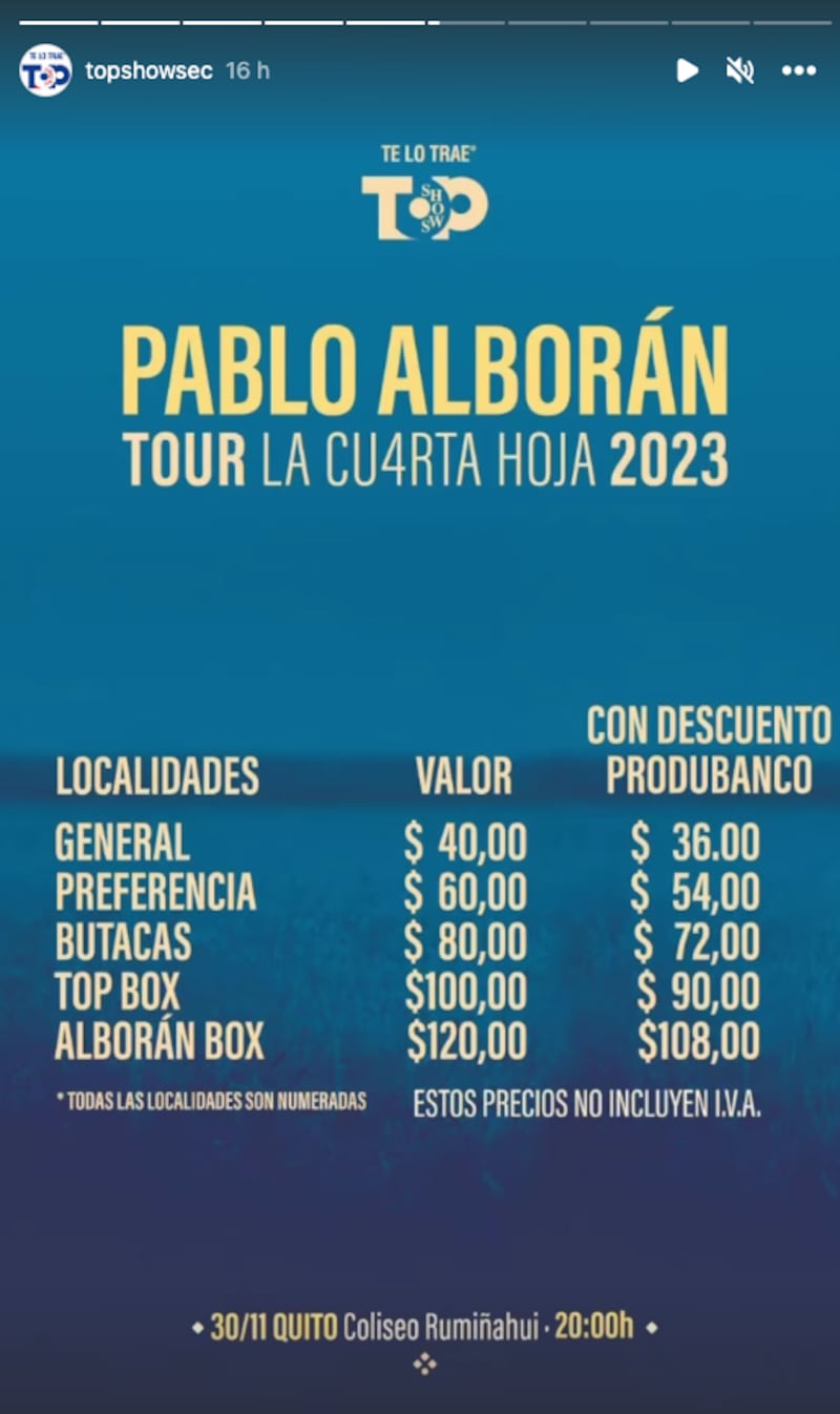 Entradas para Pablo Alborán en Quito