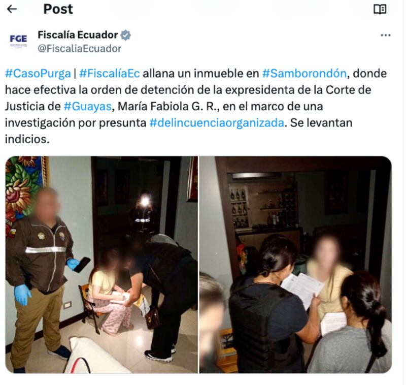 Caso Purga: lo que debes saber de Fabiola Gallardo, jueza detenida por presunta delincuencia organizada.