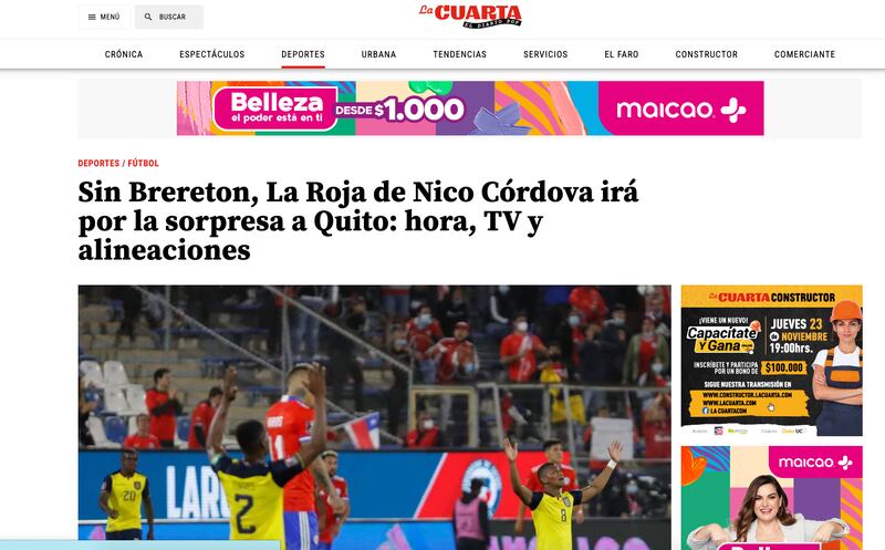 Prensa chilena antes del partido ante Ecuador