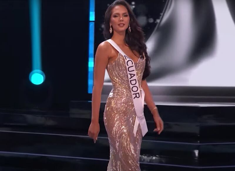 Traje de gala de Miss Ecuador, Delary Stoffers, en la preliminar del Miss Universo 2023