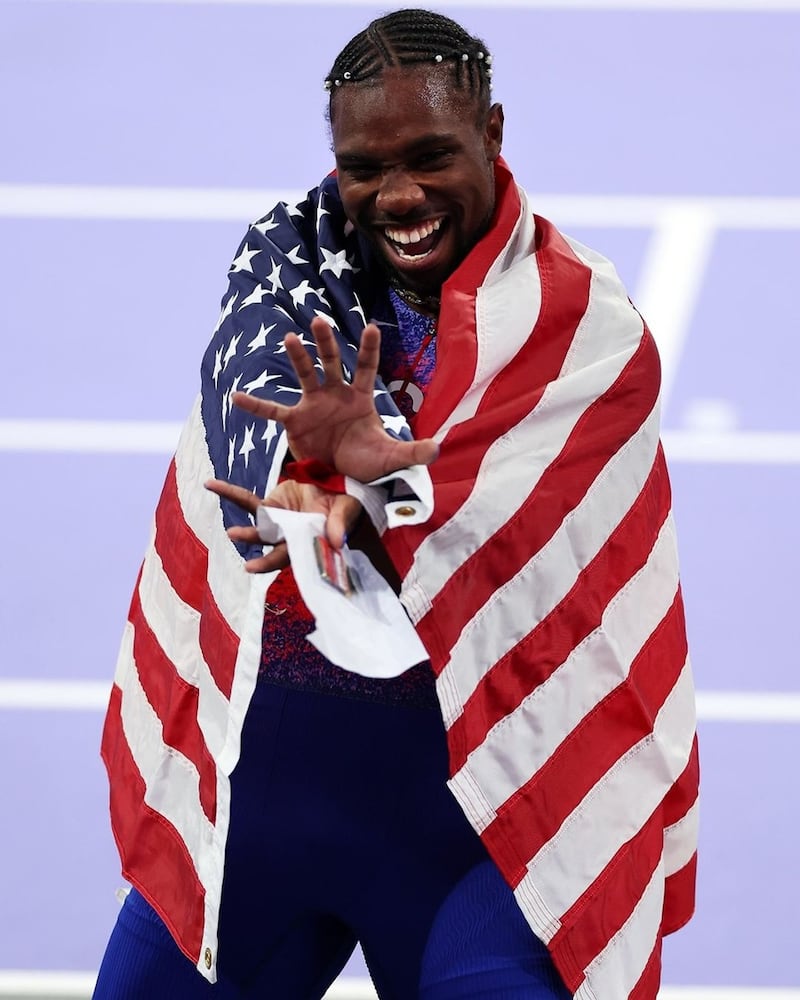 Noah Lyles tras ganar los 100 metros planos en París 2024