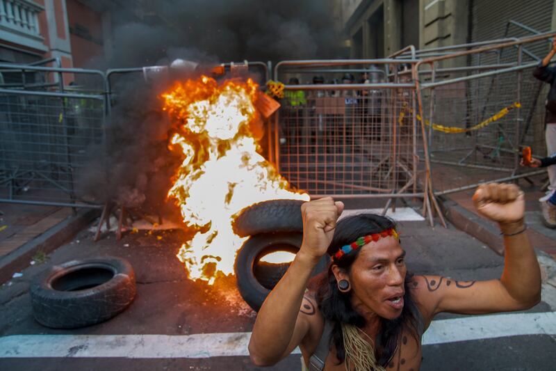 Manifestaciones en el centro de Quito.