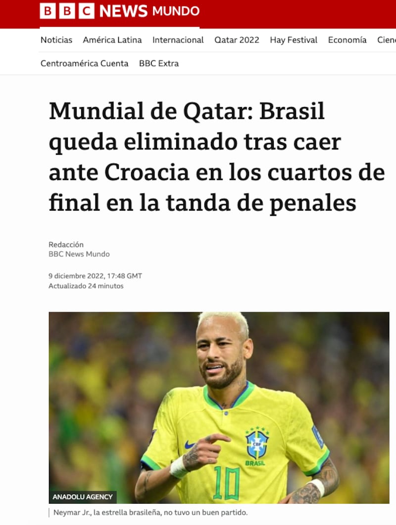 Brasil queda fuera de Qatar por perder en penales frente a Croacia