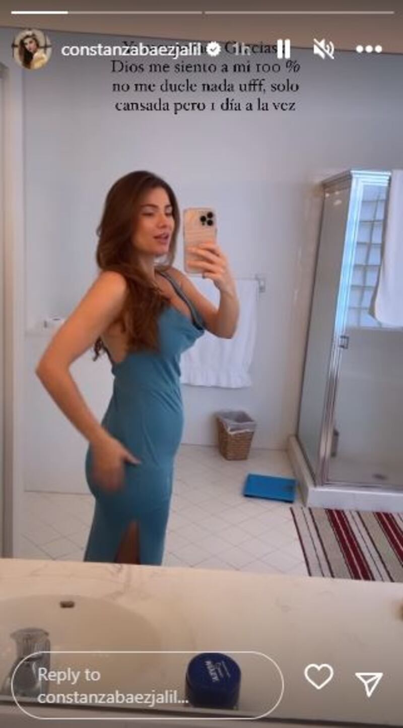 Constanza Báez  tras dos semanas de dar a luz