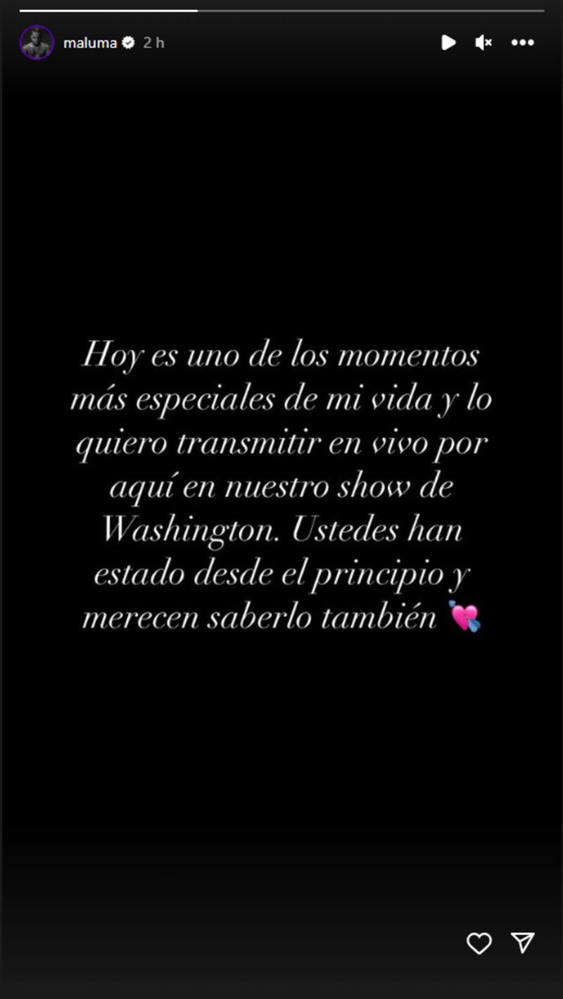 Historia de Instagram de Maluma