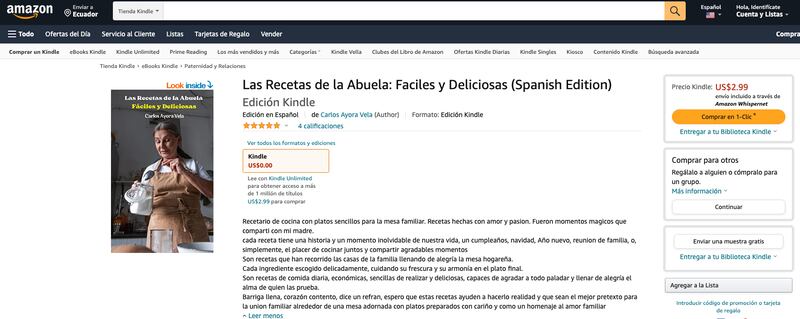 “Las Recetas de la Abuela”, captura de pantalla de Amazon.