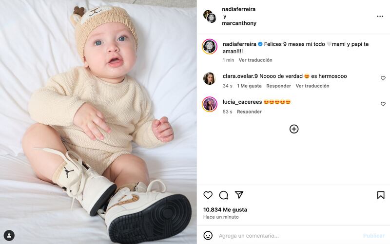 Nadia Ferreira muestra el rostro de su hijo Marc Anthony Jr