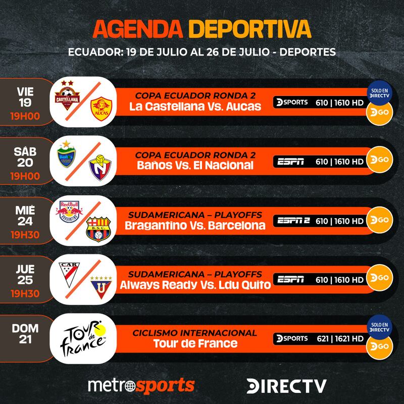 Agenda DIRECTV del 19 al 26 de julio de 2024