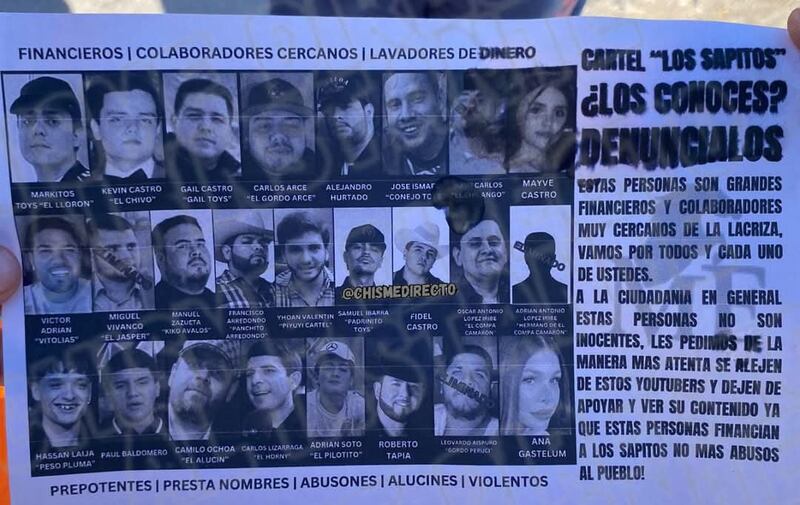 Unos misteriosos panfletos con el rostro de Peso Pluma cayeron del cielo y lo vinculan con el Cartel de Sinaloa