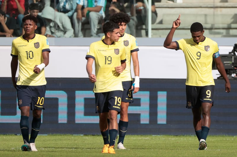 Justin Cuero, Nilson Angulo, Kendry Páez y Christian García con Ecuador Sub 20