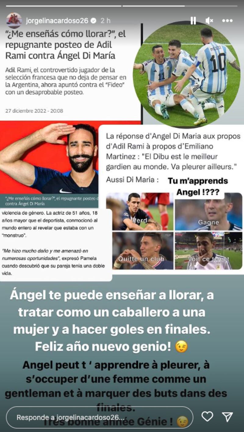 La respuesta de la esposa de Di María sorprendió al jugador francés