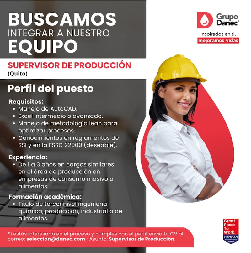 Trabajo en Quito, en la empresa Danec