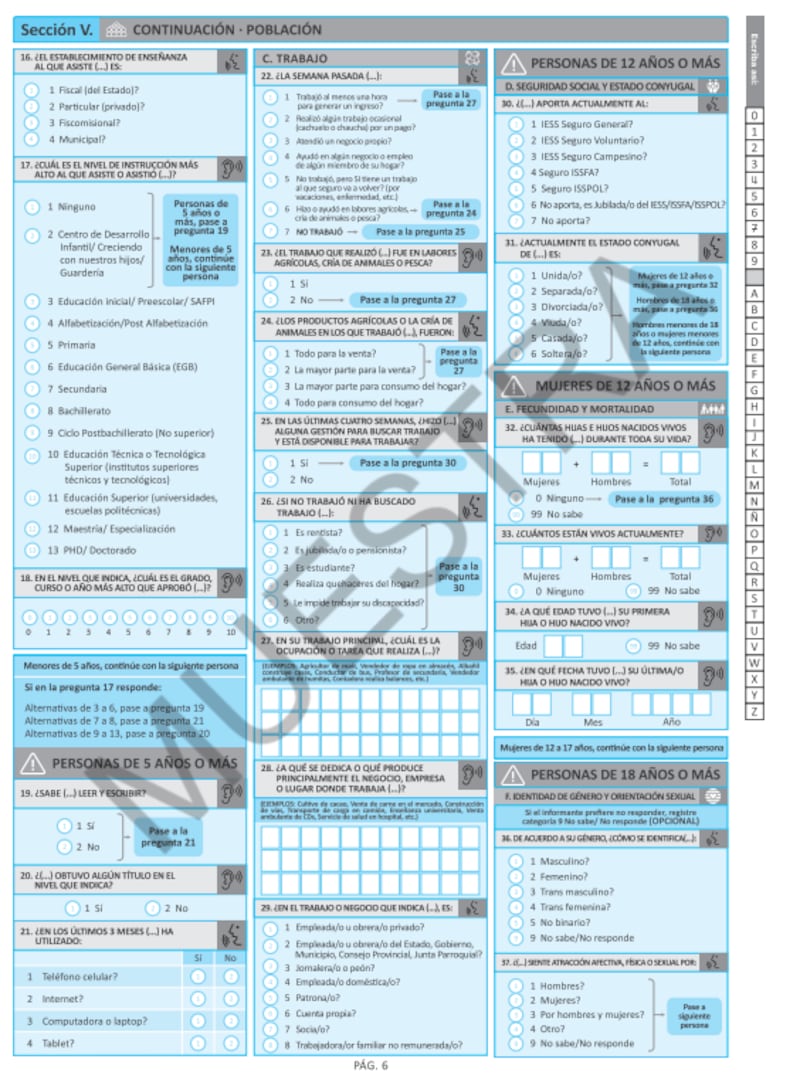 Preguntas del censo 2022