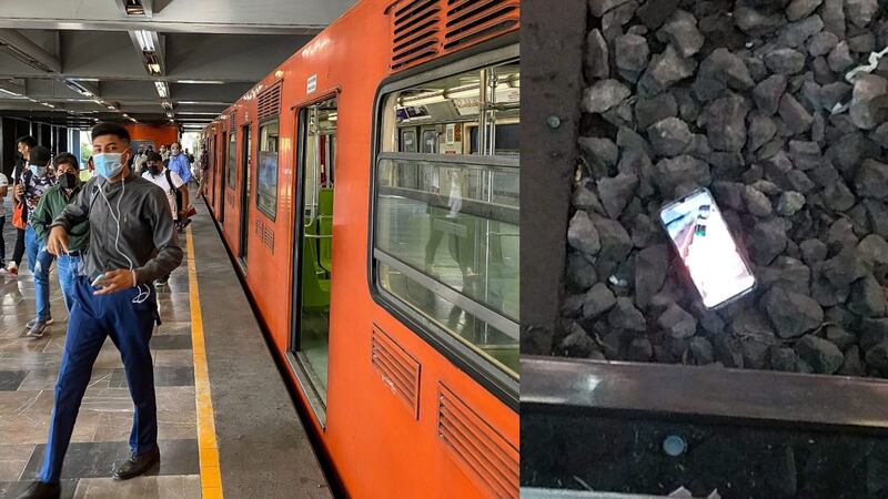 Cayó por recoger su celular en las vías del metro