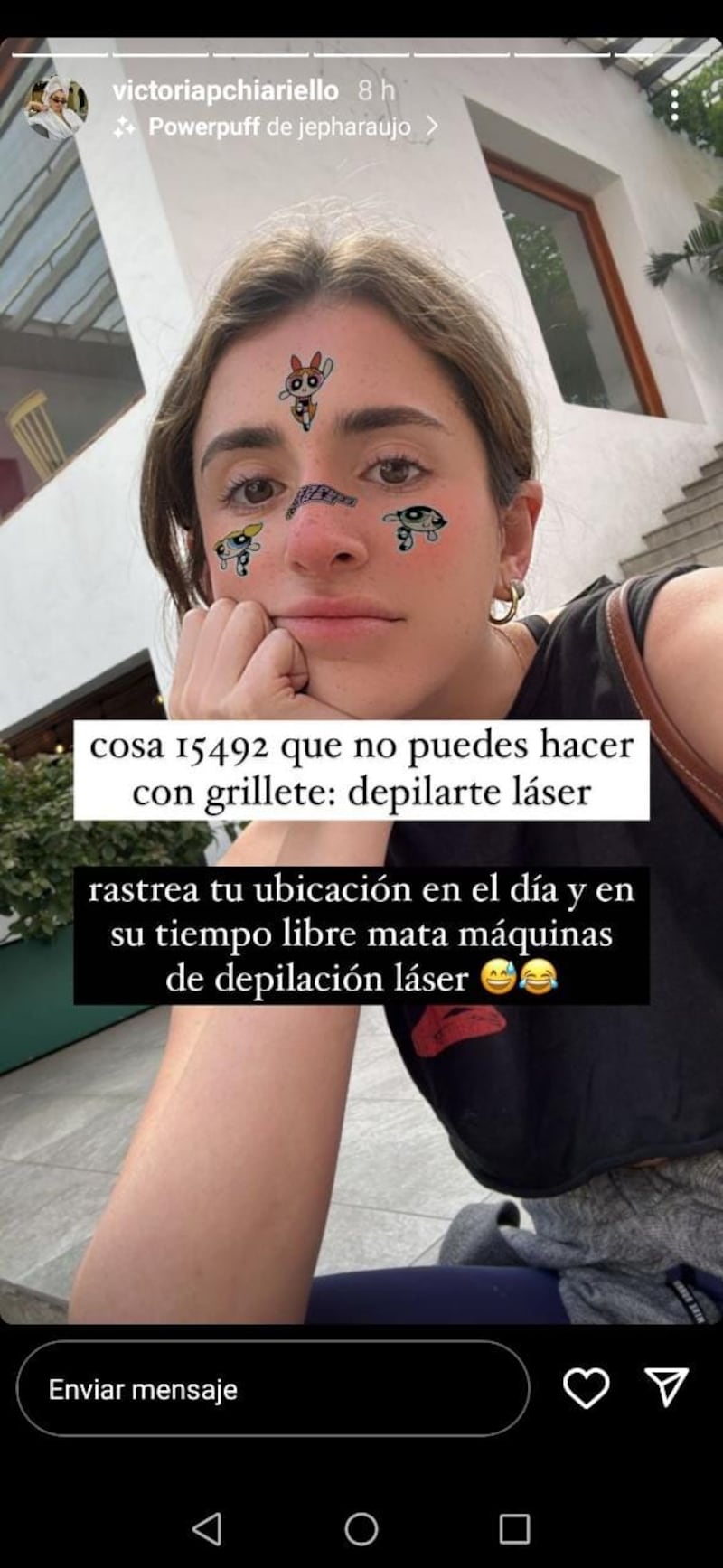 Captura de historia de Instagram de Victoria Patiño