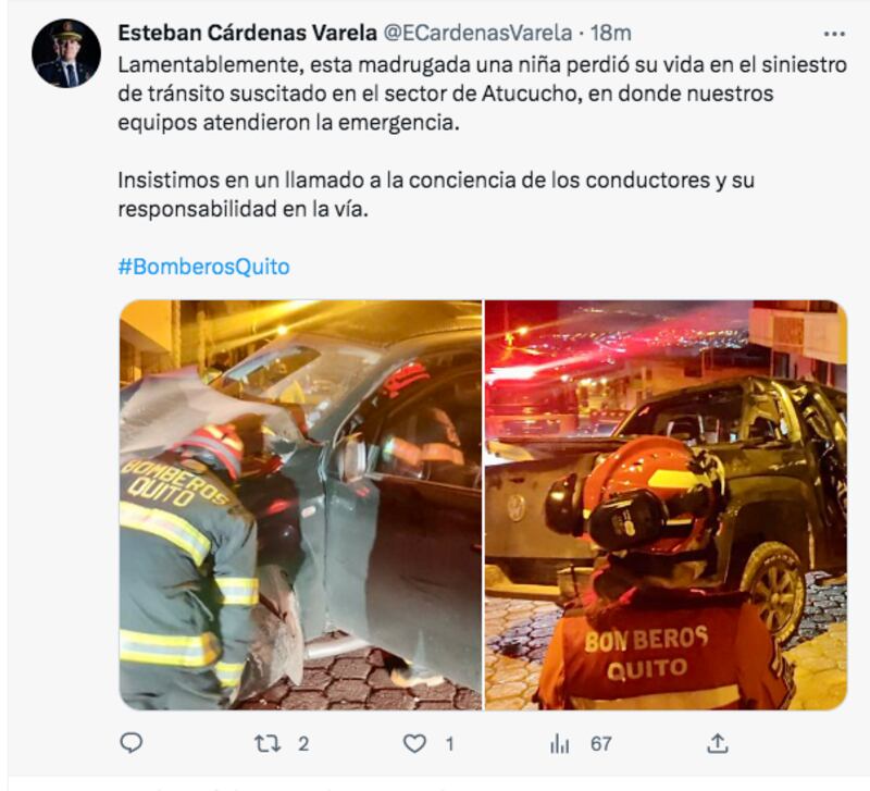 Tuit del Comandante del CBQ, Esteban Cárdenas