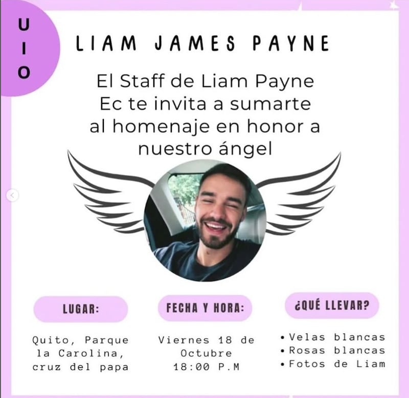 Anuncian homenajes a Liam Payne en Quito y Guayaquil.