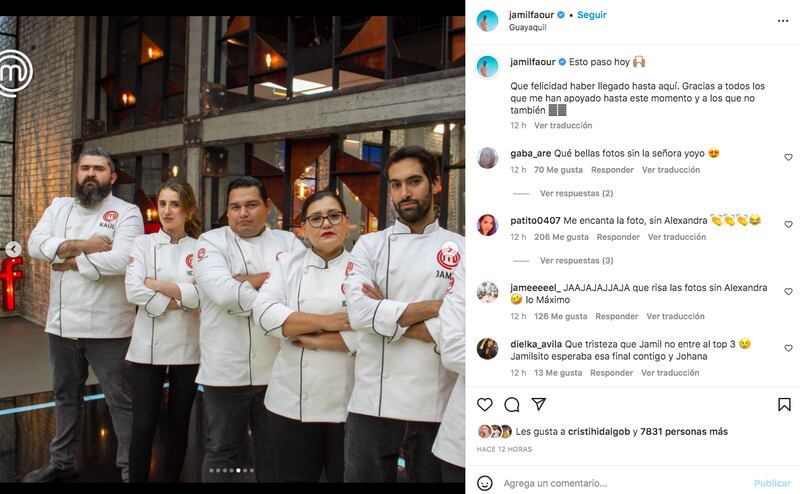 Top 6 de MasterChef Ecuador y Jamil cortó a Alexandra