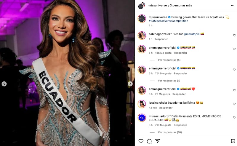 Cuenta de Instagram de Miss Universo con fotografías de Mara Topic