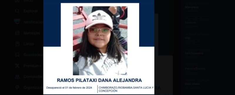 El último mensaje que recibió la niña Dana Ramos antes de su desaparición en Riobamba