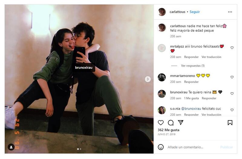 En su perfil en Instagram, Carla Tous tiene fotos de una aparente relación pasada