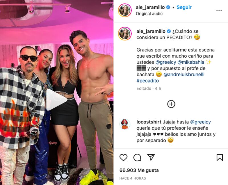 Alejandra Jaramillo junto a Mike Bahía y Greeicy