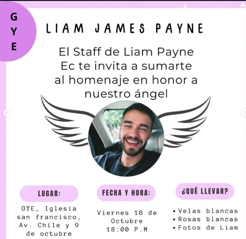 Anuncian homenajes a Liam Payne en Quito y Guayaquil.