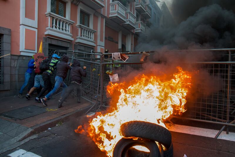 Manifestaciones en el centro de Quito.