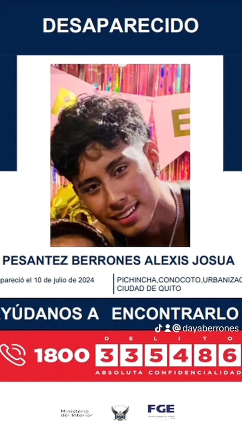 Familiares de Alexis Pesantez piden ayuda para localizarlo en Quito