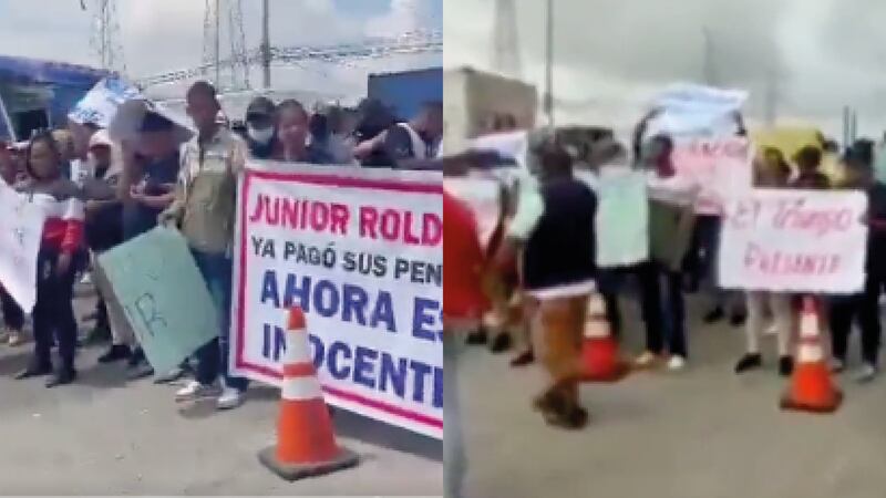 ¡Quieren la libertad de alias JR! Con pancartas decenas de personas llegaron a protestar en los exteriores de la Regional de Guayaquil