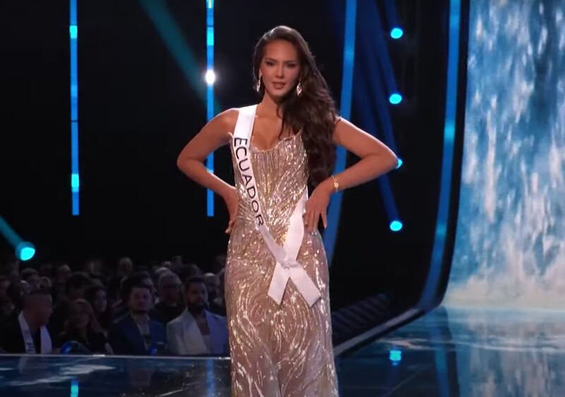 Traje de gala de Miss Ecuador, Delary Stoffers, en la preliminar del Miss Universo 2023